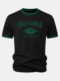 California Mountain Print Contrast Ringer T-Shirt