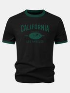 California Mountain Print Contrast Ringer T-Shirt