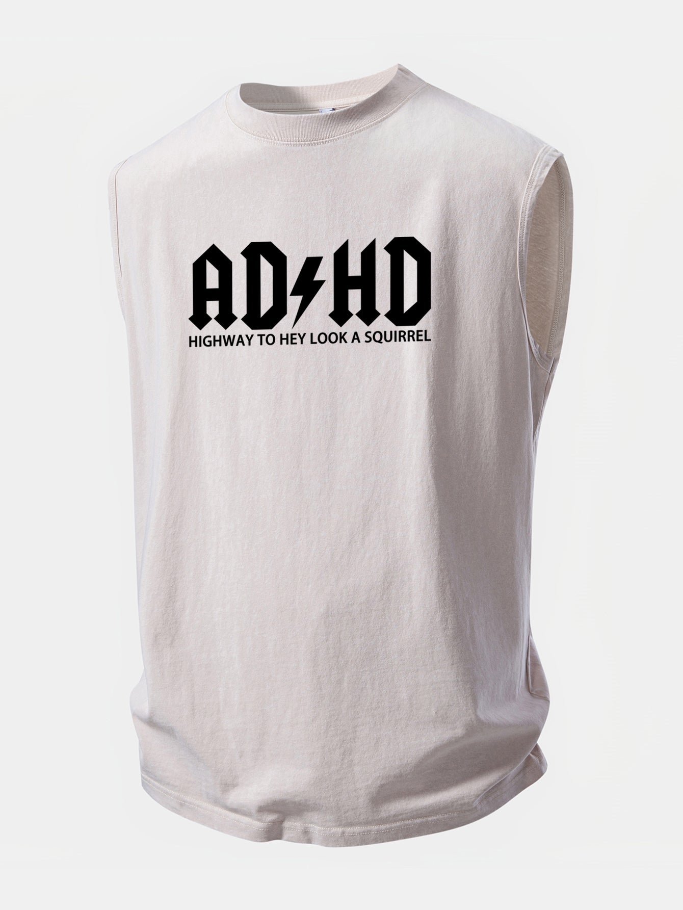 ADHD Print Washed Distressed Tank Top