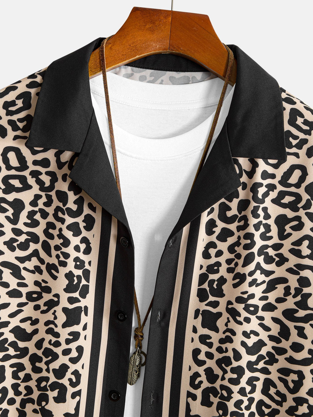 Contrast Trim Leopard Print Shirt