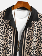 Contrast Trim Leopard Print Shirt