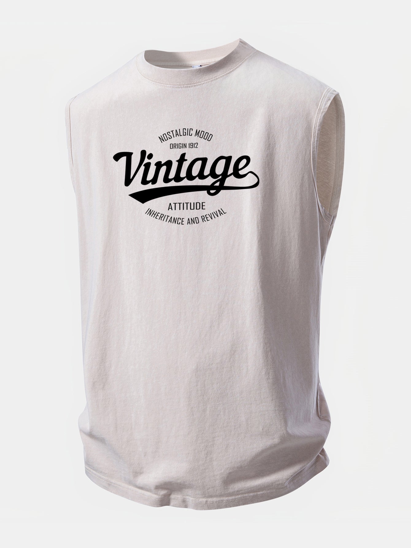 Vintage Print Washed Distressed Tank Top