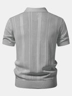 Striped Open Knit Polo