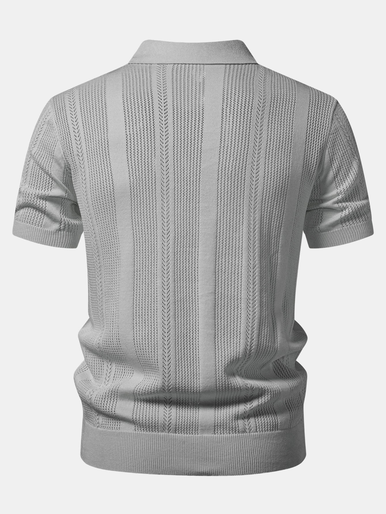 Striped Open Knit Polo