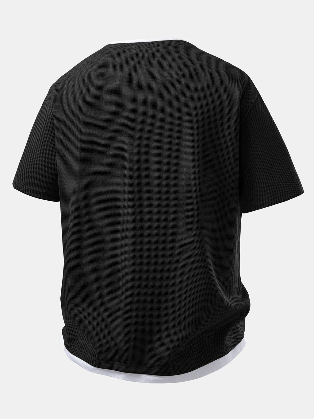 Relax Fit 2 In 1 Waffle Notched Collar T-Shirt