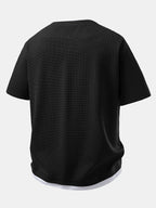 Relax Fit 2 In 1 Waffle Notched Collar T-Shirt