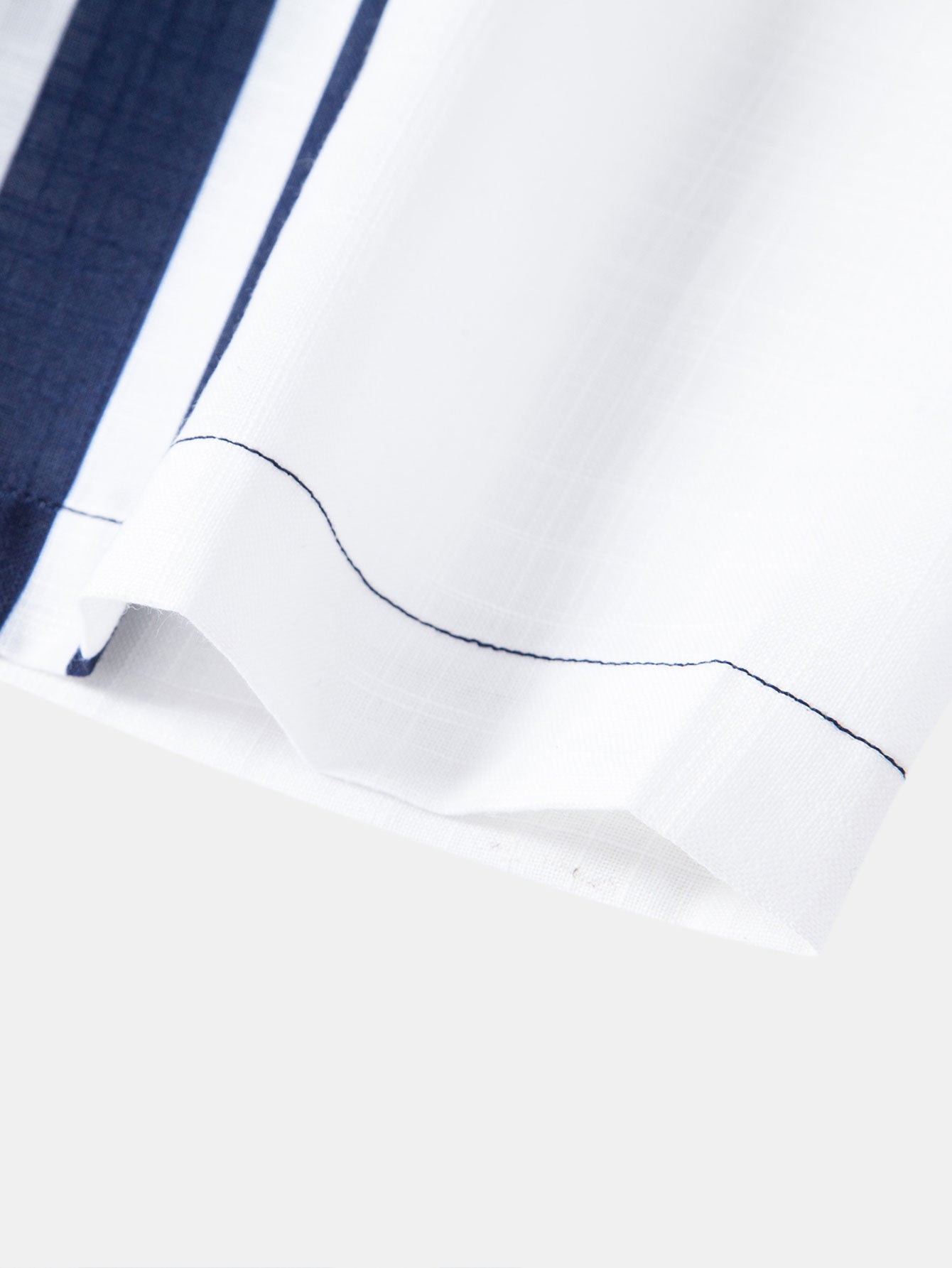 Linen Look Stripe Cuban Collar Shirt