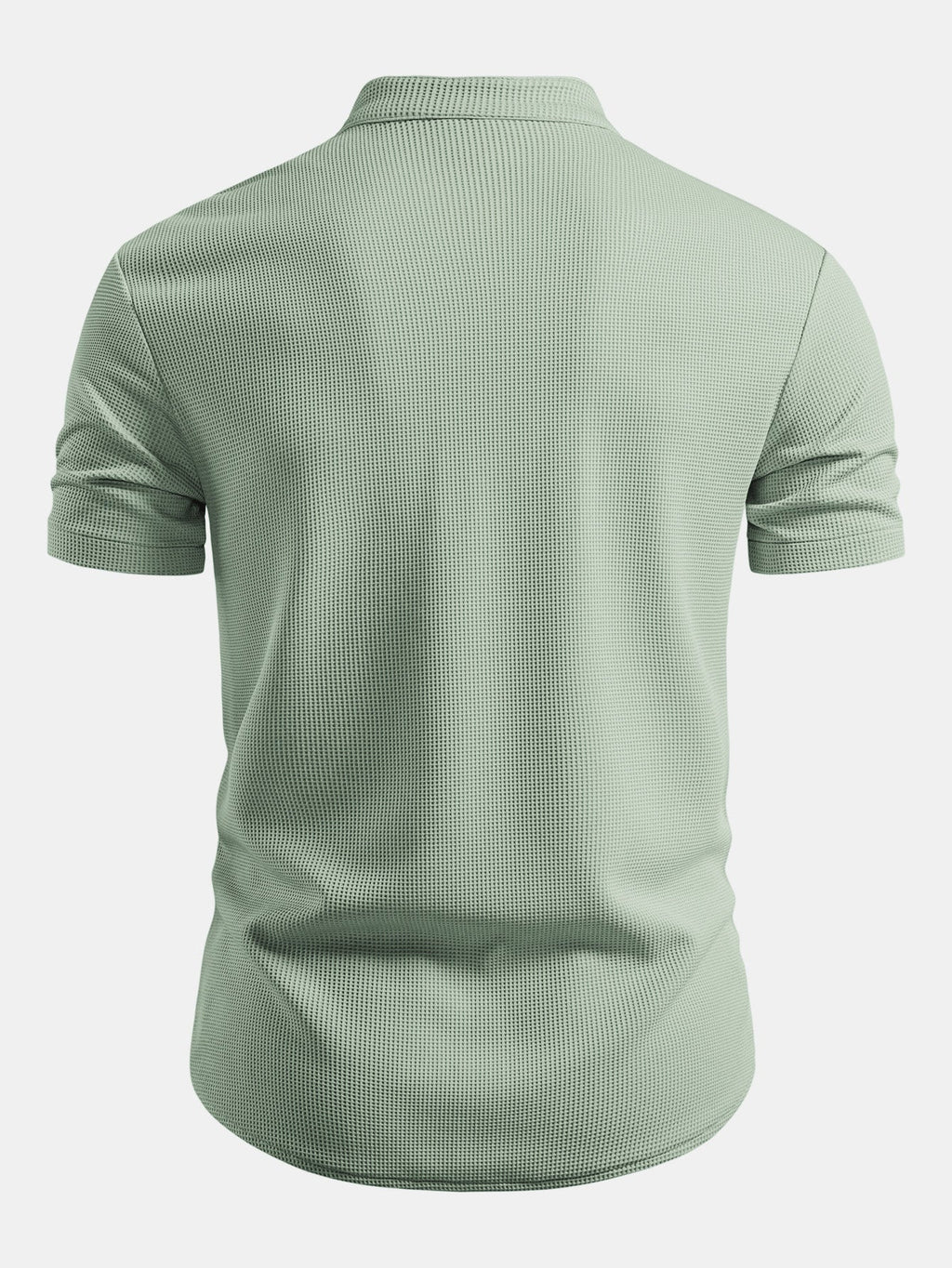 Muscle Fit Waffle Stand Collar Shirt & Drawstring 7" Shorts Set