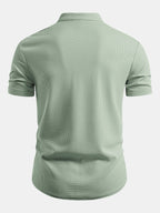 Muscle Fit Waffle Stand Collar Shirt & Drawstring 7" Shorts Set