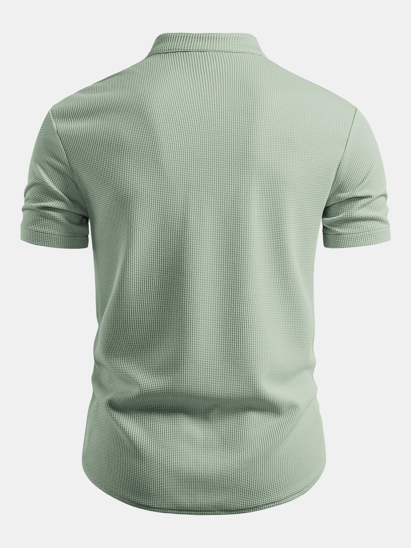 Muscle Fit Waffle Stand Collar Shirt & Drawstring 7" Shorts Set