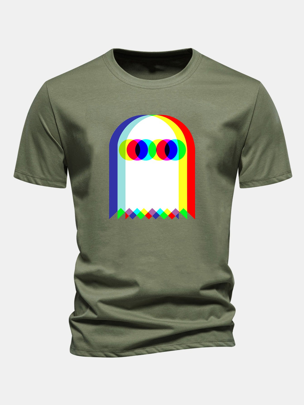 Regular Fit Glitch Ghost Print Cotton T-Shirt