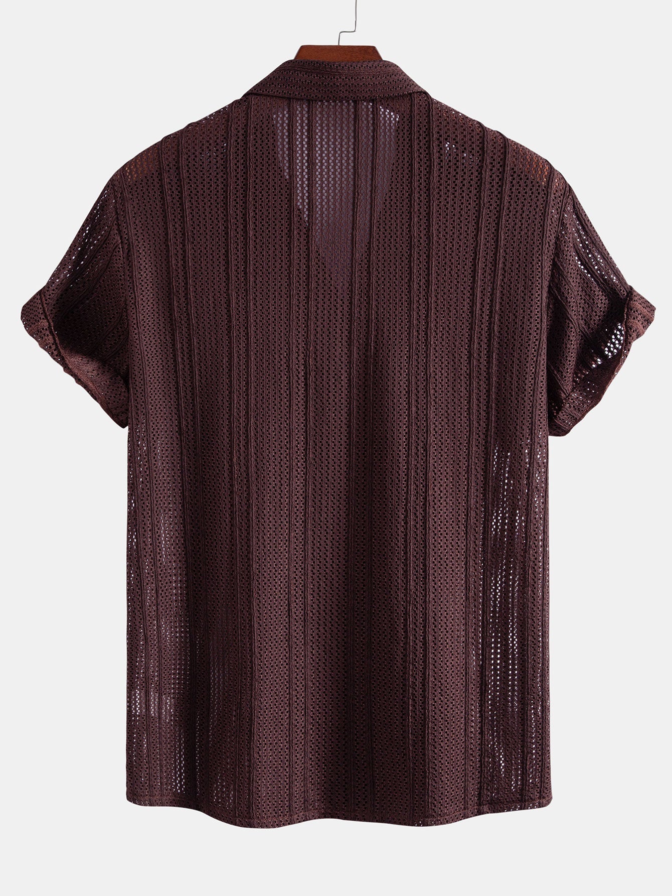 Open Knit Textured Cuban Collar Shirt & Straight Leg Linen Pants