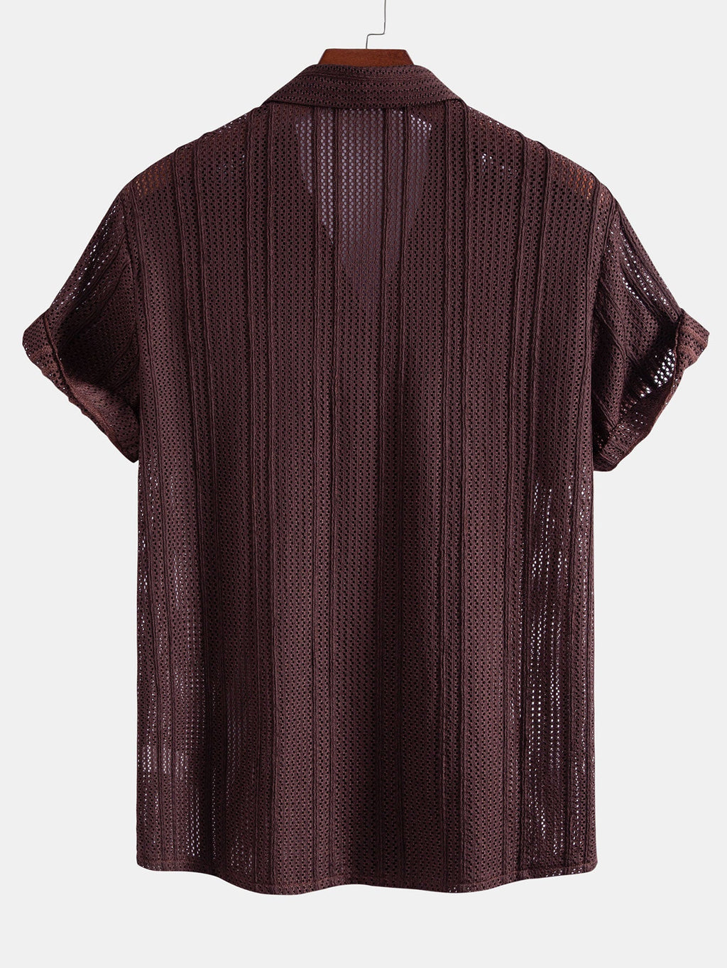 Open Knit Textured Cuban Collar Shirt