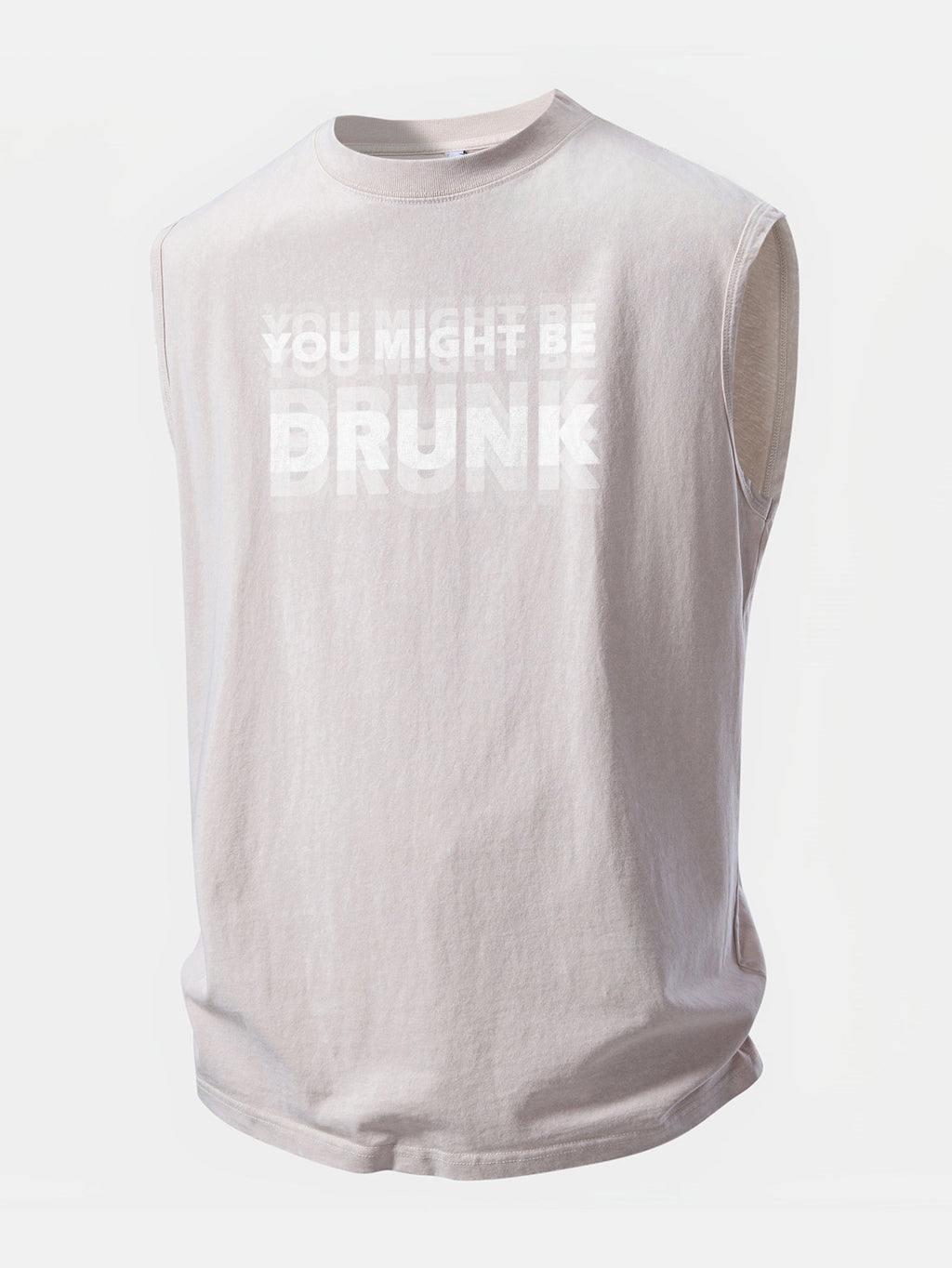 You Might Be Drunk Print Washed Distressed Tank Top