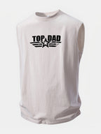 Top Dad Print Washed Distressed Tank Top