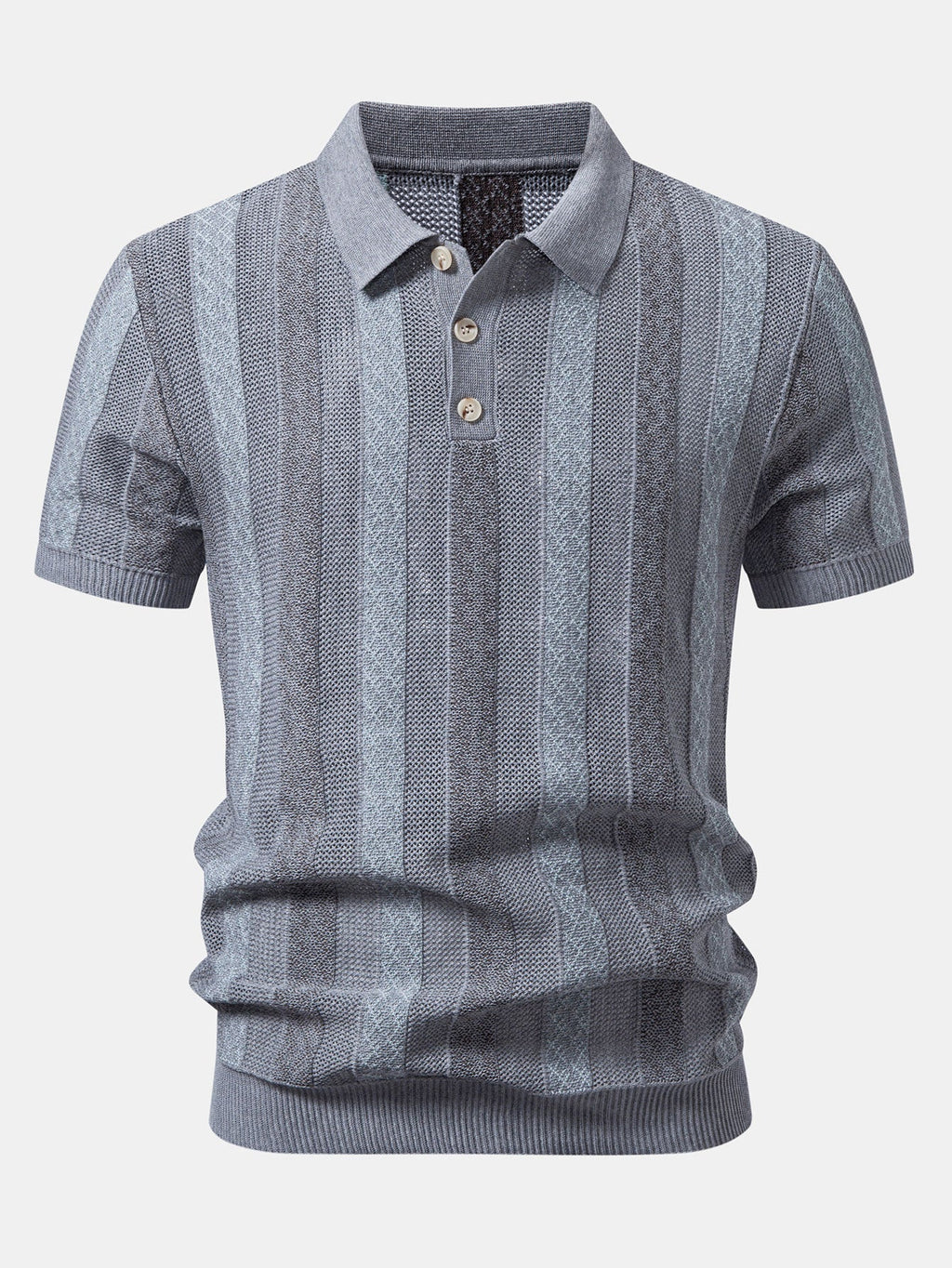 Striped Textured Knit Polo & Elastic Waist Chino Shorts