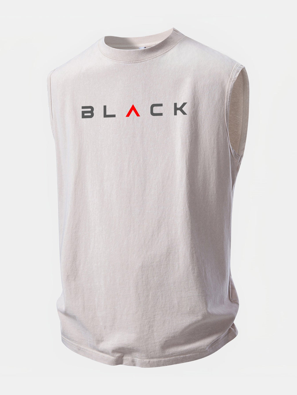 Black Print Washed Distressed Tank Top