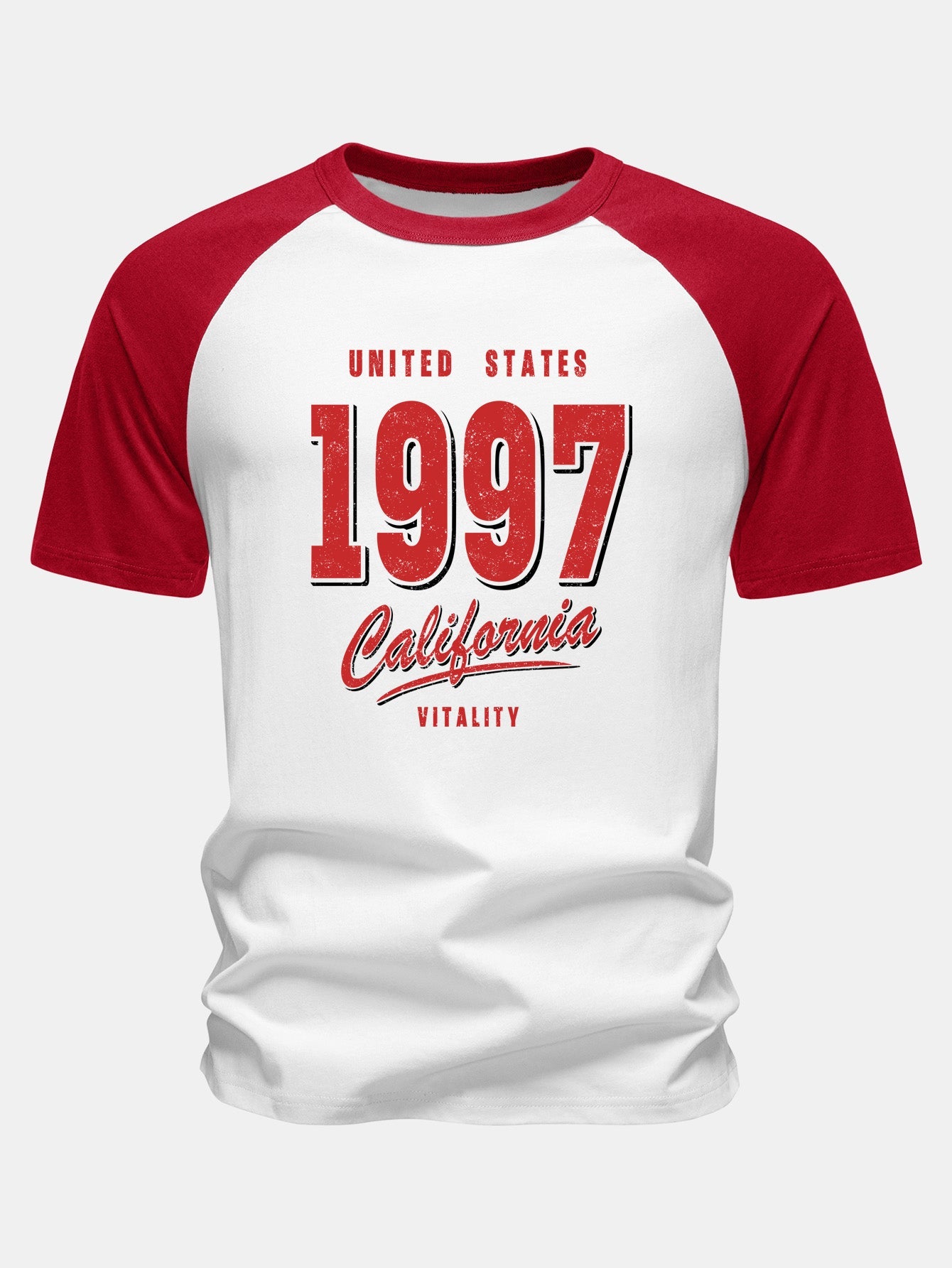 1997 California Print Cotton Raglan Sleeve T-Shirt