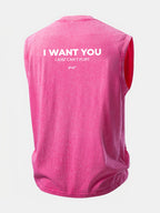 I Want You Print Washed Distressed Tank Top