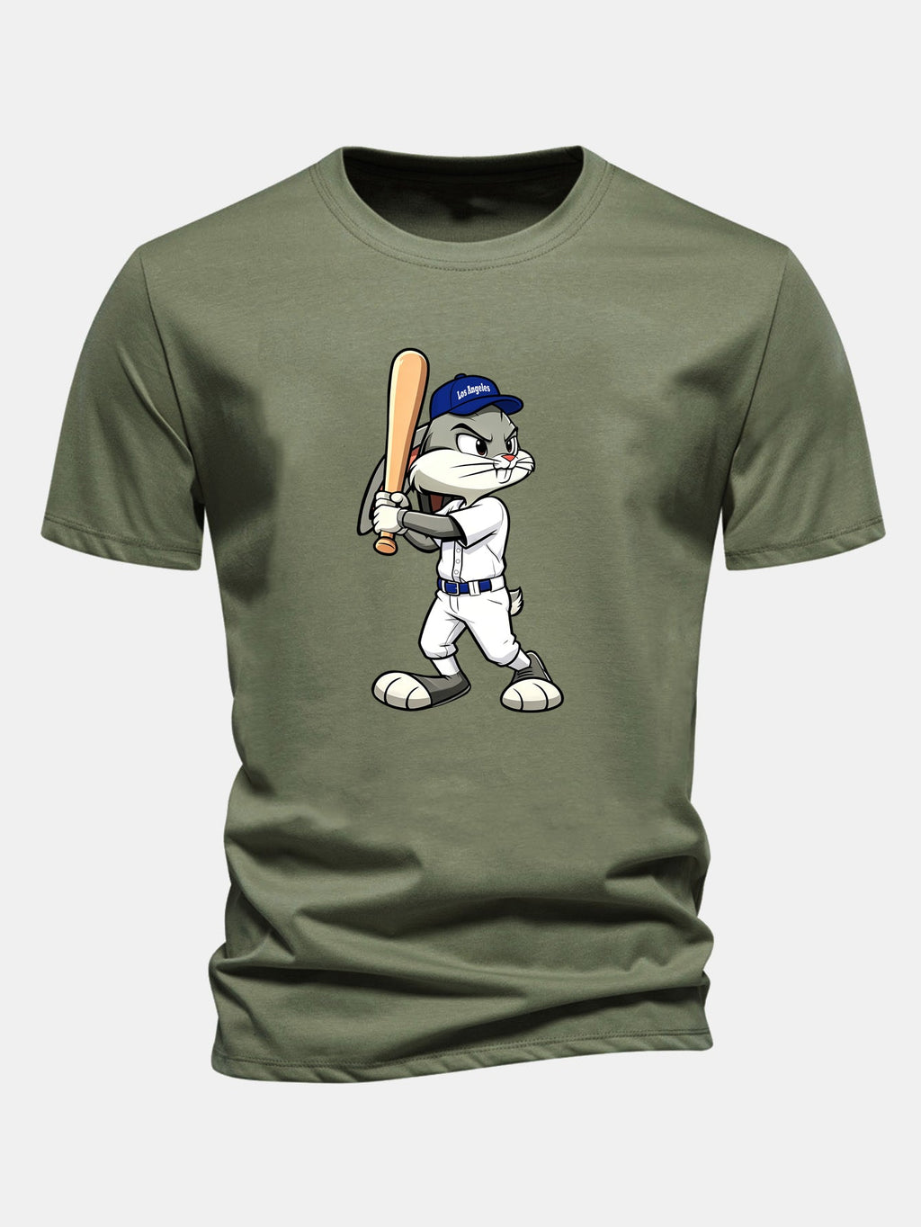 Regular Fit Baseball Rabbit Print Cotton T-Shirt
