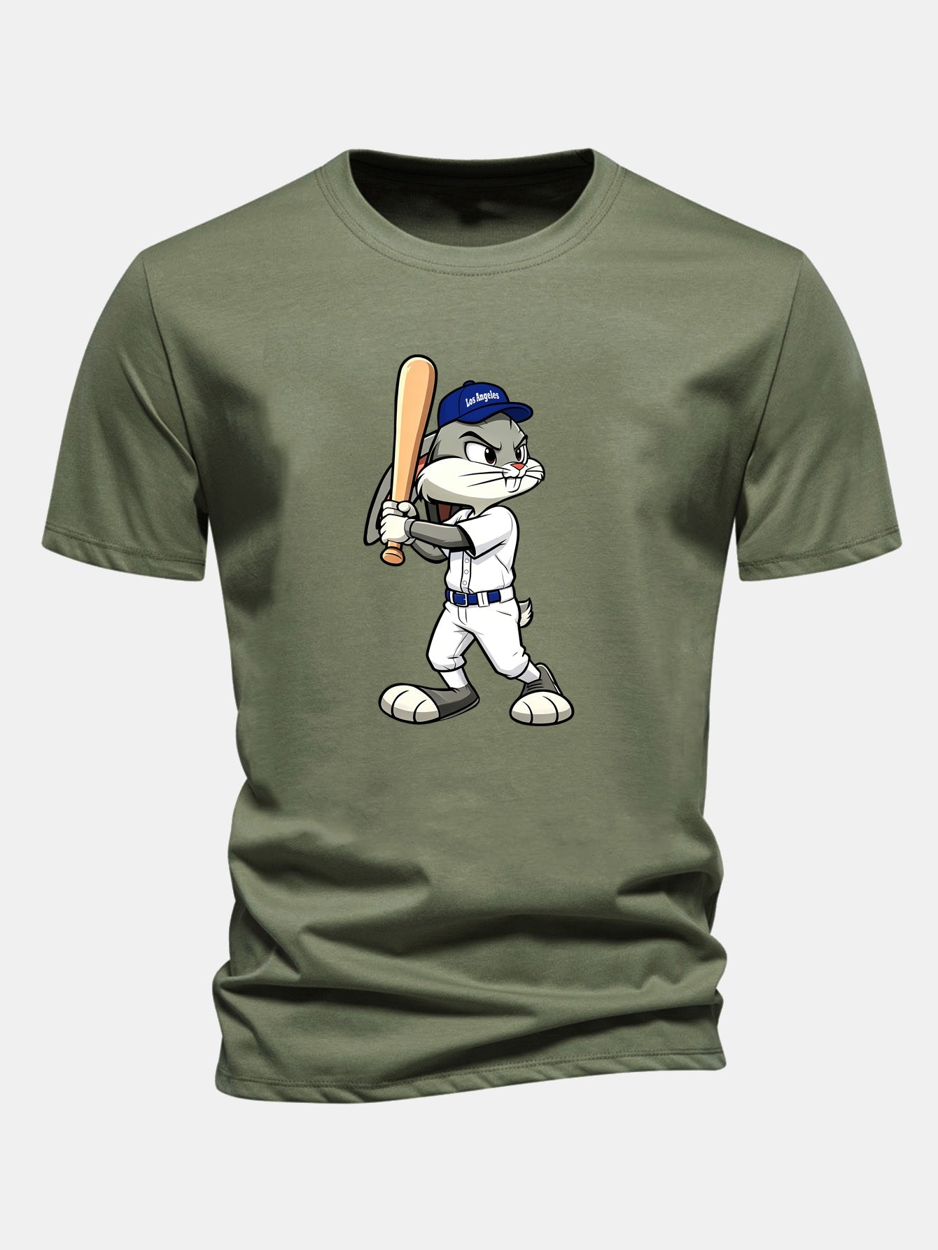 Regular Fit Baseball Rabbit Print Cotton T-Shirt