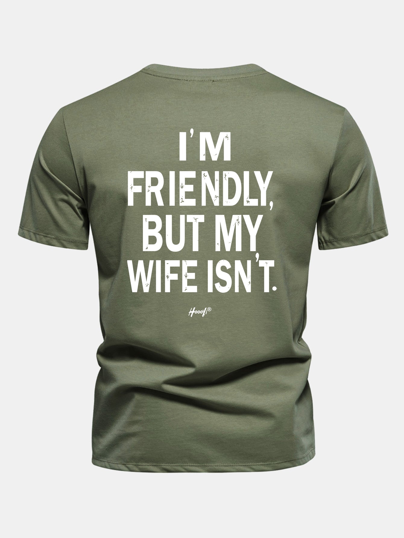Regular Fit I Am Friendly But My Wife Is Not Back Print Cotton T-Shirt