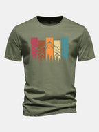 Regular Fit Colorful Mountain Print Cotton T-Shirt