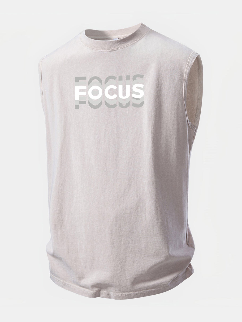 Focus Print Washed Distressed Tank Top