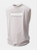 Focus Print Washed Distressed Tank Top
