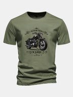 Regular Fit Classic Motorcycle Print Cotton T-Shirt