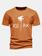 Regular Fit Relax Palm Tree Print Cotton T-Shirt