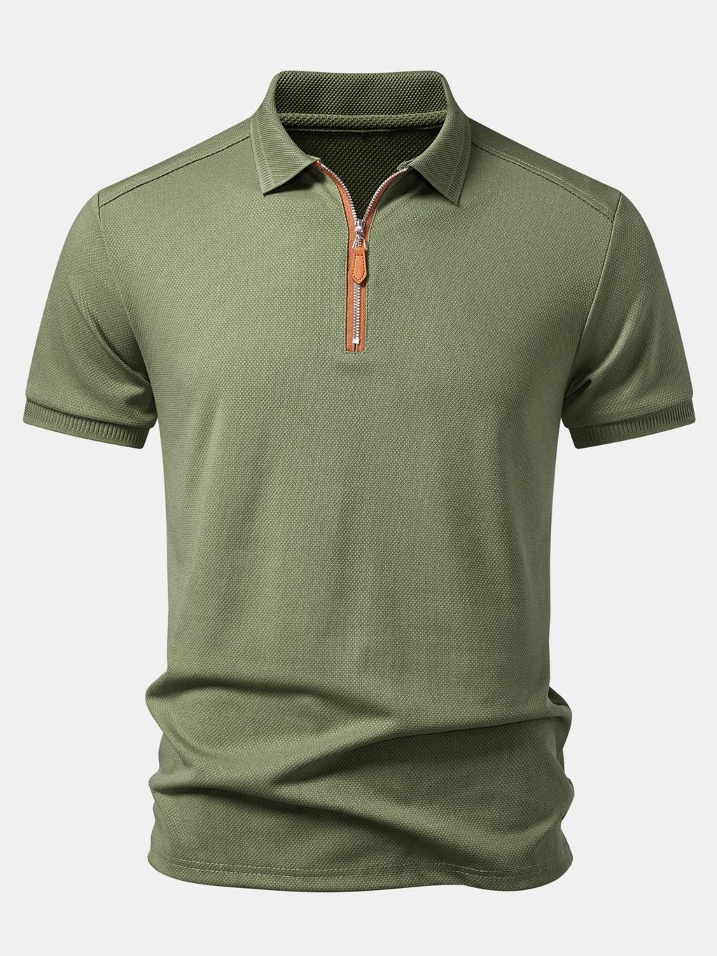 Textured Zipper Polo