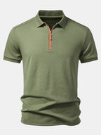Textured Zipper Polo