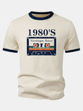 1980‘s Cassette Tape Print Contrast Ringer T-Shirt