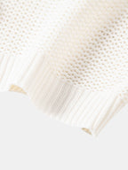Stripe V Neck Knit Polo & Straight Leg Linen Pants