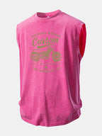 Original Motors Print Washed Distressed Tank Top