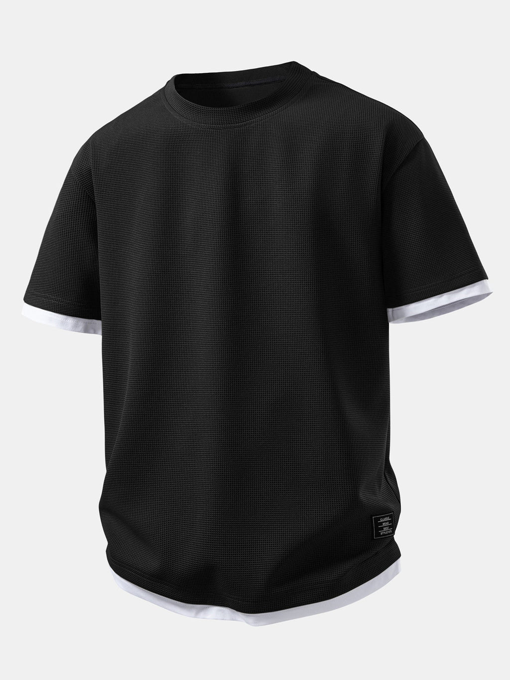 Relax Fit 2 In 1 Waffle Crew Collar T-Shirt & Waffle Drawstring 7" Shorts
