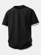Relax Fit 2 In 1 Waffle Crew Collar T-Shirt