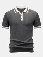 Contrast Trim Knit Polo Shirt & Slim Fit Tapered Trousers