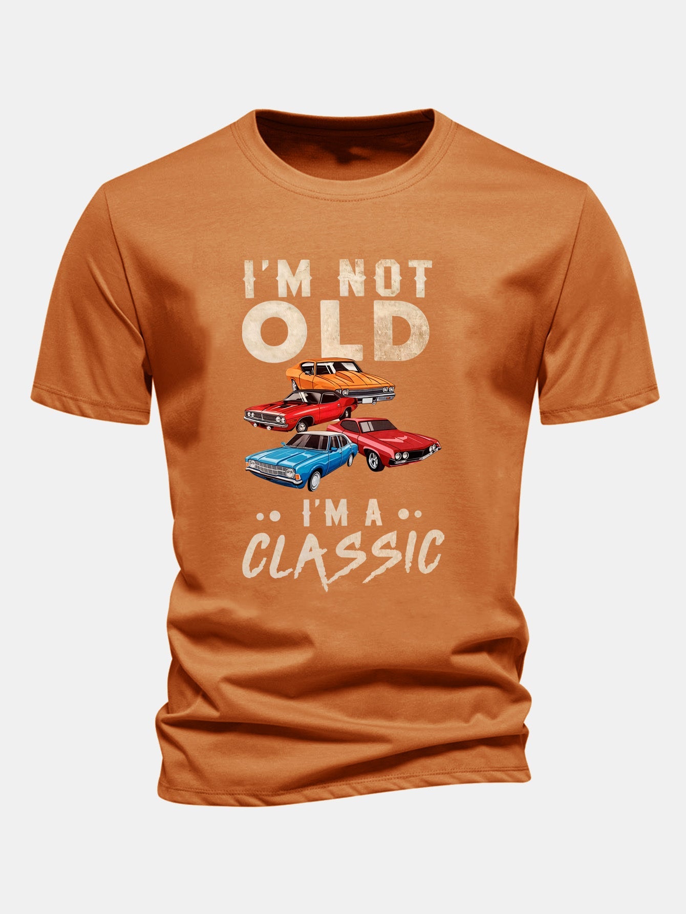 Regular Fit Vintage Car Print Cotton T-Shirt