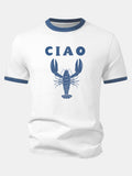 Ciao Lobster Print Contrast Ringer T-Shirt