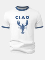 Ciao Lobster Print Contrast Ringer T-Shirt