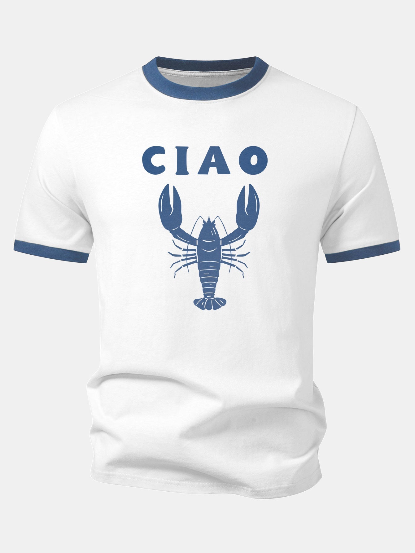 Ciao Lobster Print Contrast Ringer T-Shirt