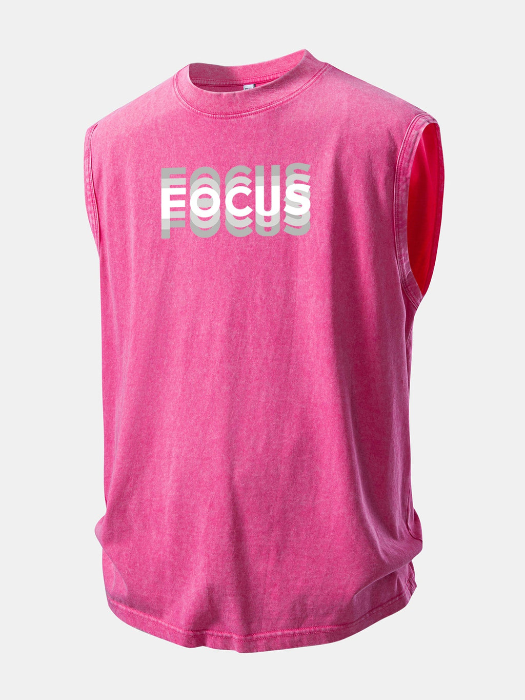 Focus Print Washed Distressed Tank Top