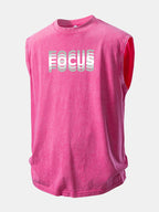 Focus Print Washed Distressed Tank Top