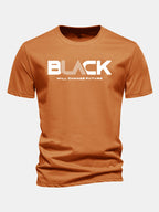 Regular Fit Black Print Cotton T-Shirt