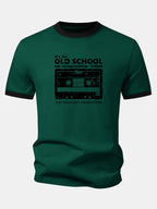 Cassette Tape Print Contrast Ringer T-Shirt