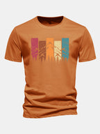 Regular Fit Colorful Mountain Print Cotton T-Shirt