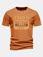 Regular Fit 1980's Cassette Tape Print Cotton T-Shirt