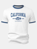 California Print Contrast Ringer T-Shirt